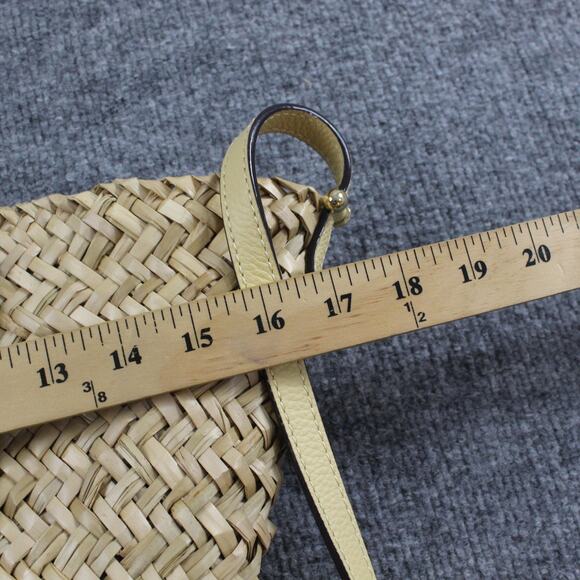 Claudie Pierlot Crossbody Shoulder Bag Woven Basket Leather Flap Cream Vacation - Picture 7 of 8